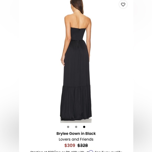 NWT Lovers and Friends  Brylee Gown in Black Strapless Satin Maxi Dress - XS - Picture 5 of 14